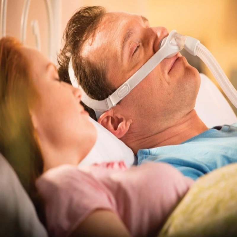 Nuance gel pillows CPAP mask worn during sleep