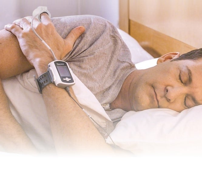 Man Using WatchPAT Disposable Home Sleep Study